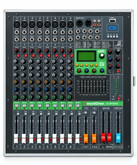 CONSOLA AMPLIFICADA 8 CANALES C/CASE